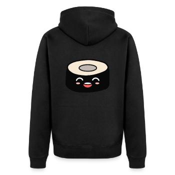 Sushi with a cute face - Unisex Premium Organic Zip Hoodie - black - Back - Nico (187cm)