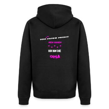 ich muss nicht nein sagen ich bin die oma - Unisex Premium Bio Zip Hoodie - Schwarz - Hinten - Nico (187cm)
