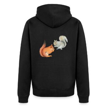 Funny squirrels - Unisex Premium Organic Zip Hoodie - black - Back - Nico (187cm)