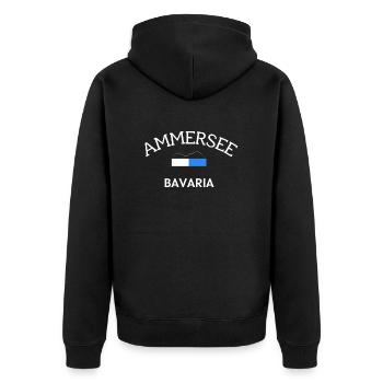 Ammersee in Bayern nahe der Berge - Unisex Premium Bio Zip Hoodie - Schwarz - Hinten - Nico (187cm)