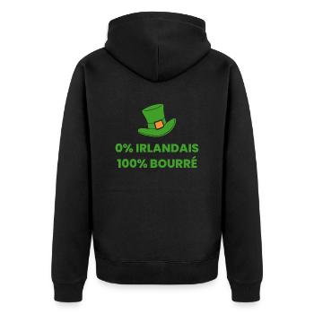 cadeau homme trèfle irlande pour la saint patrick - Veste à capuche bio Premium Unisexe - noir - Dos - Nico (187cm)