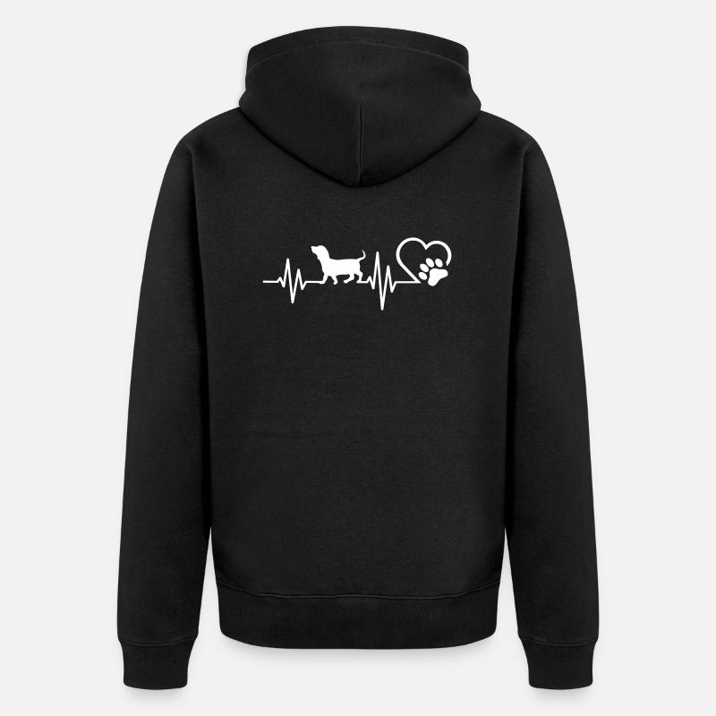Battement de cœur teckel - Veste à capuche bio Premium Unisexe - noir