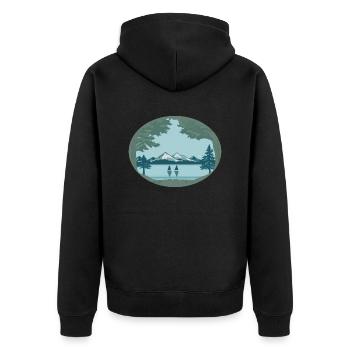 Du brauchst etwas Ruhe - Unisex Premium Bio Zip Hoodie - Schwarz - Hinten - Nico (187cm)