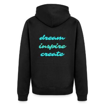 Dream Inspire Create - Unisex Premium Organic Zip Hoodie - black - Back - Nico (187cm)