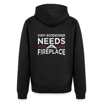 Present Carpenter Work Tshirts - Unisex Premium Organic Zip Hoodie - black - Back - Nico (187cm)