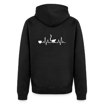 Herzschlag EKG Linie Lemur - Unisex Premium Bio Zip Hoodie - Schwarz - Hinten - Nico (187cm)