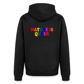 Nature is queer - Unisex Premium Bio Zip Hoodie - Schwarz - Hinten - Nico (187cm)