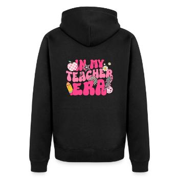 In meiner Lehrerzeit Erster Schultag - Unisex Premium Bio Zip Hoodie - Schwarz - Hinten - Nico (187cm)