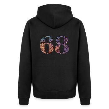 68th Birthday Leopard - Unisex Premium Organic Zip Hoodie - black - Back - Nico (187cm)