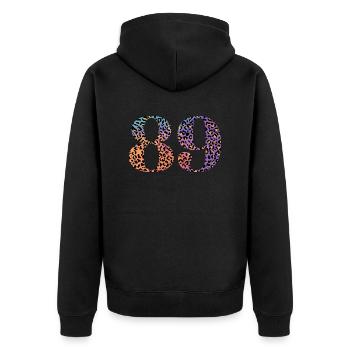 89e anniversaire léopard - Veste à capuche bio Premium Unisexe - noir - Dos - Nico (187cm)