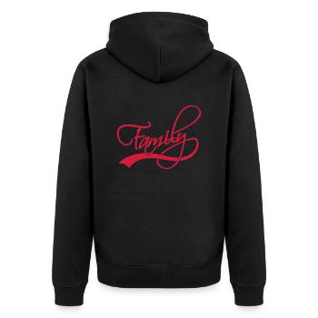Banner lettering Family - Unisex Premium Organic Zip Hoodie - black - Back - Nico (187cm)