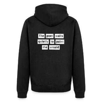 The poet waits quietly... - Unisex Premium Organic Zip Hoodie - black - Back - Nico (187cm)