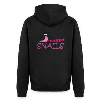 Muddy run shirt mud obstacle race ocr Team Snail - Unisex Premium Organic Zip Hoodie - black - Back - Nico (187cm)