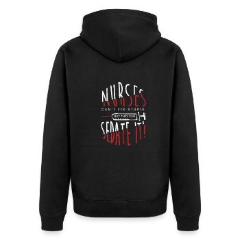 Krankenschwester Pflegekraft Krankenhaus - Unisex Premium Bio Zip Hoodie - Schwarz - Hinten - Nico (187cm)