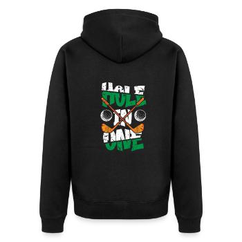 Golf Golfer Präsent Golf Spieler Golfclub Golfball - Unisex Premium Bio Zip Hoodie - Schwarz - Hinten - Nico (187cm)