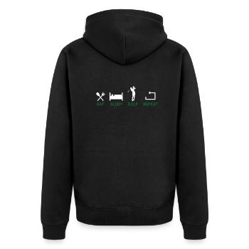 Golf Golfer Präsent Golf Spieler Golfclub Golfball - Unisex Premium Bio Zip Hoodie - Schwarz - Hinten - Nico (187cm)