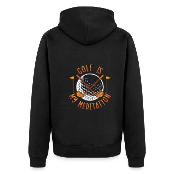 Golf Golfer Präsent Golf Spieler Golfclub Golfball - Unisex Premium Bio Zip Hoodie - Schwarz - Hinten - Nico (187cm)