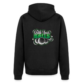Golf Golfer Präsent Golf Spieler Golfclub Golfball - Unisex Premium Bio Zip Hoodie - Schwarz - Hinten - Nico (187cm)