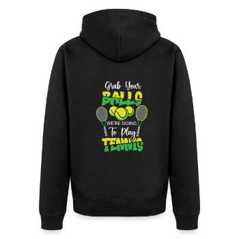 Joueur de tennis présent Tennis Club Coach Sport - Veste à capuche bio Premium Unisexe - noir - Dos - Nico (187cm)