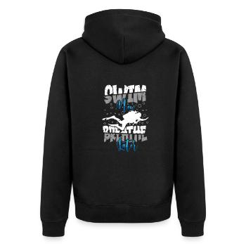Schwimmer Präsent Wassersport Schwimmen Tauchen - Unisex Premium Bio Zip Hoodie - Schwarz - Hinten - Nico (187cm)