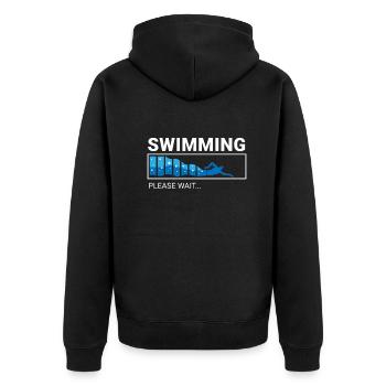 Schwimmer Präsent Wassersport Schwimmen Tauchen - Unisex Premium Bio Zip Hoodie - Schwarz - Hinten - Nico (187cm)