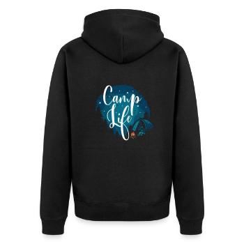 Camping Camper Präsent Naturliebhaber - Unisex Premium Bio Zip Hoodie - Schwarz - Hinten - Nico (187cm)