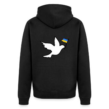 Ukraine - Unisex Premium Bio Zip Hoodie - Schwarz - Hinten - Nico (187cm)
