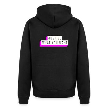 just do what you want - Unisex Premium Bio Zip Hoodie - Schwarz - Hinten - Nico (187cm)