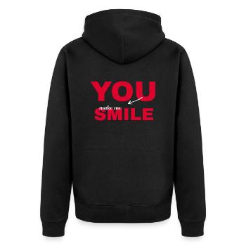 Vous me faites sourire. Romantique, harmonieux, amour - Veste à capuche bio Premium Unisexe - noir - Dos - Nico (187cm)