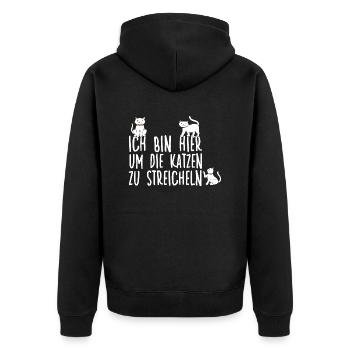 Lustiges Crazy Katzen Motiv Neko Katzenhalter - Unisex Premium Bio Zip Hoodie - Schwarz - Hinten - Nico (187cm)