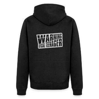 avertissement citation officielle d’adolescent - Veste à capuche bio Premium Unisexe - noir - Dos - Nico (187cm)