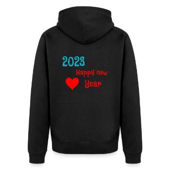 2023 Bonne année - Veste à capuche bio Premium Unisexe - noir - Dos - Nico (187cm)