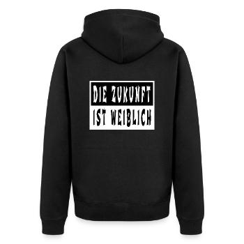 statement a womans place spaß beziehung geschenk - Unisex Premium Bio Zip Hoodie - Schwarz - Hinten - Nico (187cm)