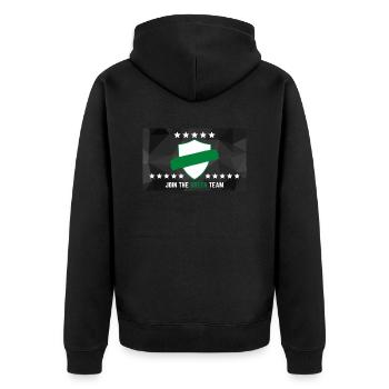 JOIN THE GREEN TEAM - Unisex Premium Bio Zip Hoodie - Schwarz - Hinten - Nico (187cm)