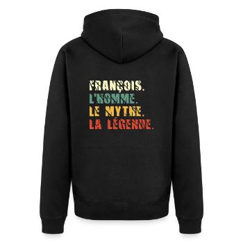 François l homme le mythe la légende - Veste à capuche bio Premium Unisexe - noir - Dos - Nico (187cm)