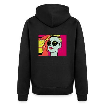 Pop Art - Woman with sunglasses - Unisex Premium Organic Zip Hoodie - black - Back - Nico (187cm)