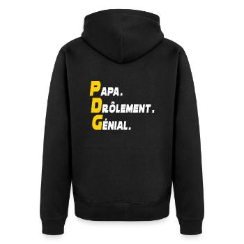 papa drôlement génial / cadeau humour papa - Veste à capuche bio Premium Unisexe - noir - Dos - Nico (187cm)