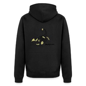 Sternzeichen Skorpion - Unisex Premium Bio Zip Hoodie - Schwarz - Hinten - Nico (187cm)