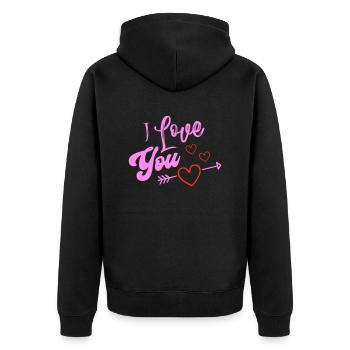i love you - Unisex Premium Bio Zip Hoodie - Schwarz - Hinten - Nico (187cm)