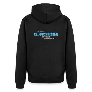 ich bin kein Klugscheisser - Unisex Premium Bio Zip Hoodie - Schwarz - Hinten - Nico (187cm)