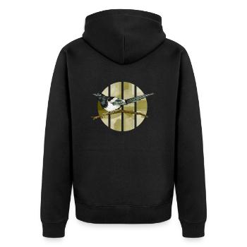 Bunter Vogel - Unisex Premium Bio Zip Hoodie - Schwarz - Hinten - Nico (187cm)