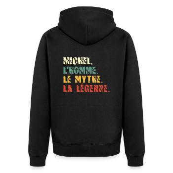 Michel l homme le mythe la légende - Veste à capuche bio Premium Unisexe - noir - Dos - Nico (187cm)