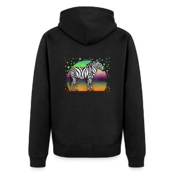 Zebra - Unisex Premium Bio Zip Hoodie - Schwarz - Hinten - Nico (187cm)