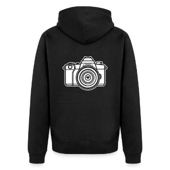 Fotograf Fotografieren Fotografie Kamera - Unisex Premium Bio Zip Hoodie - Schwarz - Hinten - Nico (187cm)