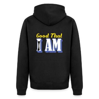 Lustiges Amputation und Beinprothesen - Unisex Premium Bio Zip Hoodie - Schwarz - Hinten - Nico (187cm)