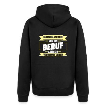 Lackierer Autolackierer Fahrzeuglackierer - Unisex Premium Bio Zip Hoodie - Schwarz - Hinten - Nico (187cm)
