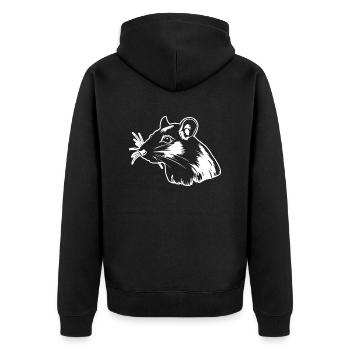 Ratte Maus Nagetier Ratten - Unisex Premium Bio Zip Hoodie - Schwarz - Hinten - Nico (187cm)