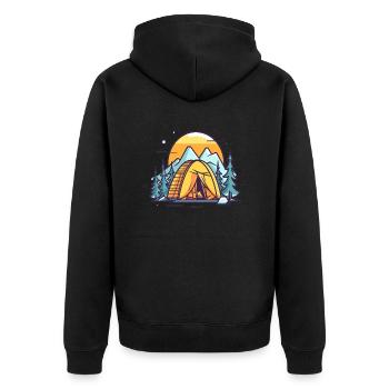 Zelt - Unisex Premium Bio Zip Hoodie - Schwarz - Hinten - Nico (187cm)