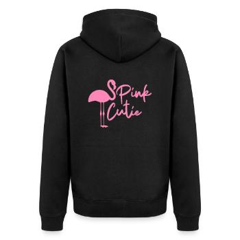 Cooles rosa Flamingo-Liebhaber-Geschenk-T-Shirt - Unisex Premium Bio Zip Hoodie - Schwarz - Hinten - Nico (187cm)