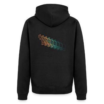 Vintage-Elefant - Unisex Premium Bio Zip Hoodie - Schwarz - Hinten - Nico (187cm)